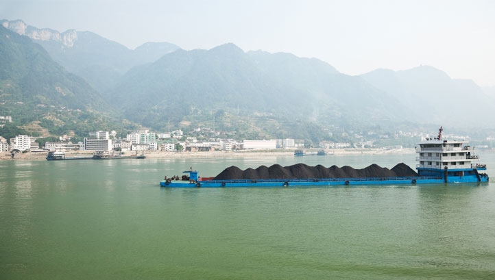 Pictured: A barge carrying coal on the Yangtze river